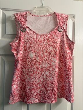 Women's Pink Tie-Dye Grommet Tank Top